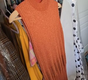 Vibrant Orange Turtleneck Sweater with Ribbed Knit